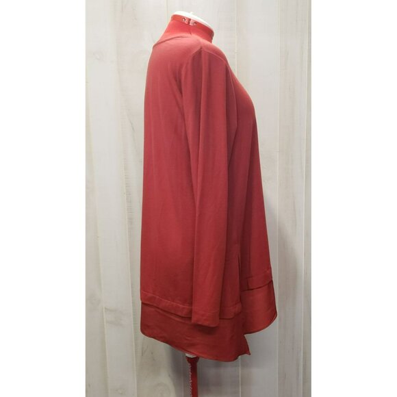 Soft Surroundings Asymmetrical Hem Long Sleeve Top, Sz XL, Rust, Contrast layer - Picture 2 of 7